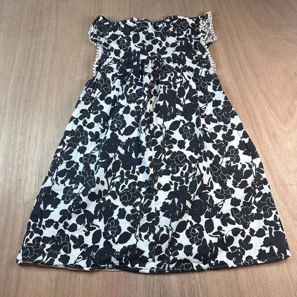 THML Women’s Floral Sleeveless Ruffle Trim Tunic Mini Dress Size Small - Picture 2 of 5